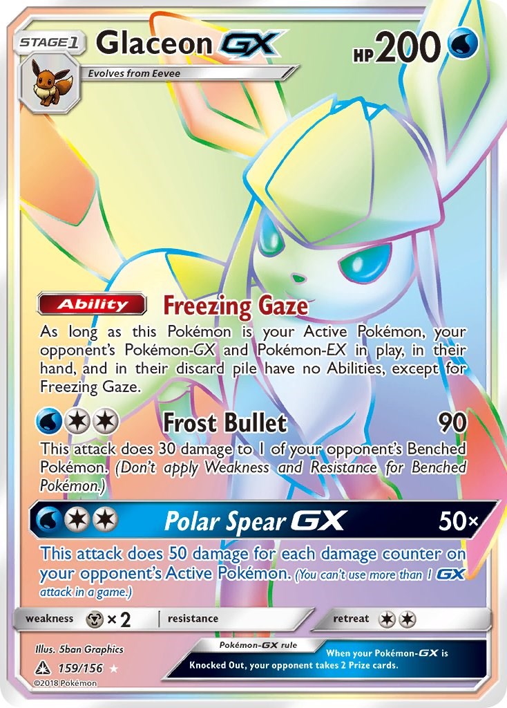 Glaceon GX (Secret Rare) - 159/156 (Holo)
