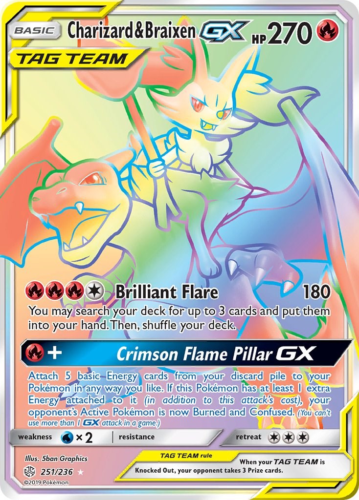 Charizard & Braixen GX (Secret) - 251/236 (Holo)