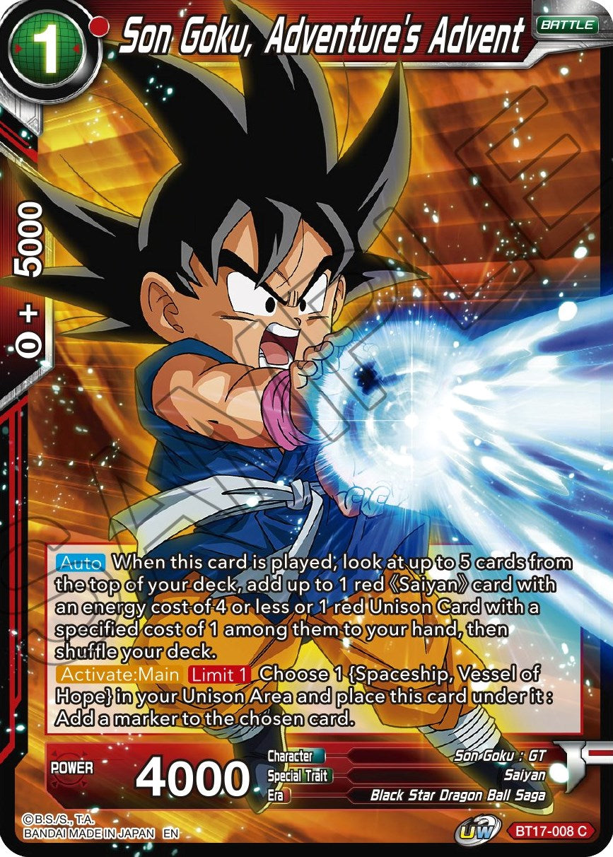 Son Goku, Adventure's Advent - BT17-008 (Normal) Near Mint_Normal
