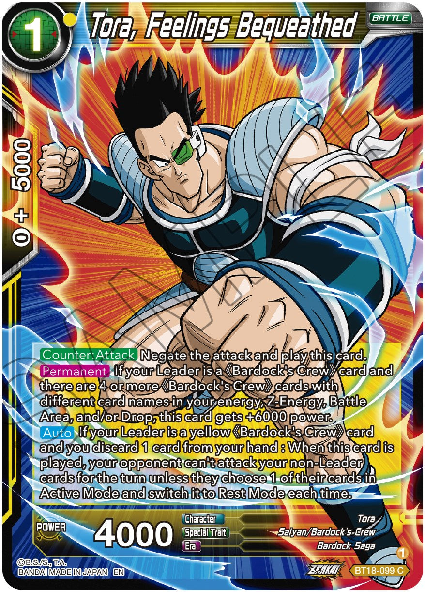 Tora, Feelings Bequeathed - BT18-099 (Normal) Near Mint_Normal