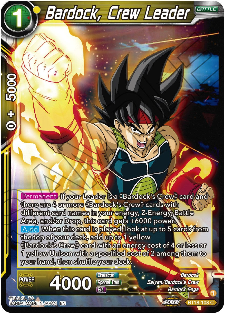 Bardock, Crew Leader - BT18-108 (Normal) Near Mint_Normal