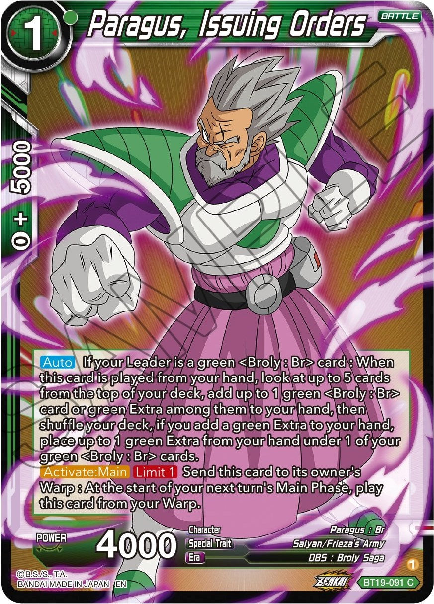 Paragus, Issuing Orders - BT19-091 (Normal) Near Mint_Normal