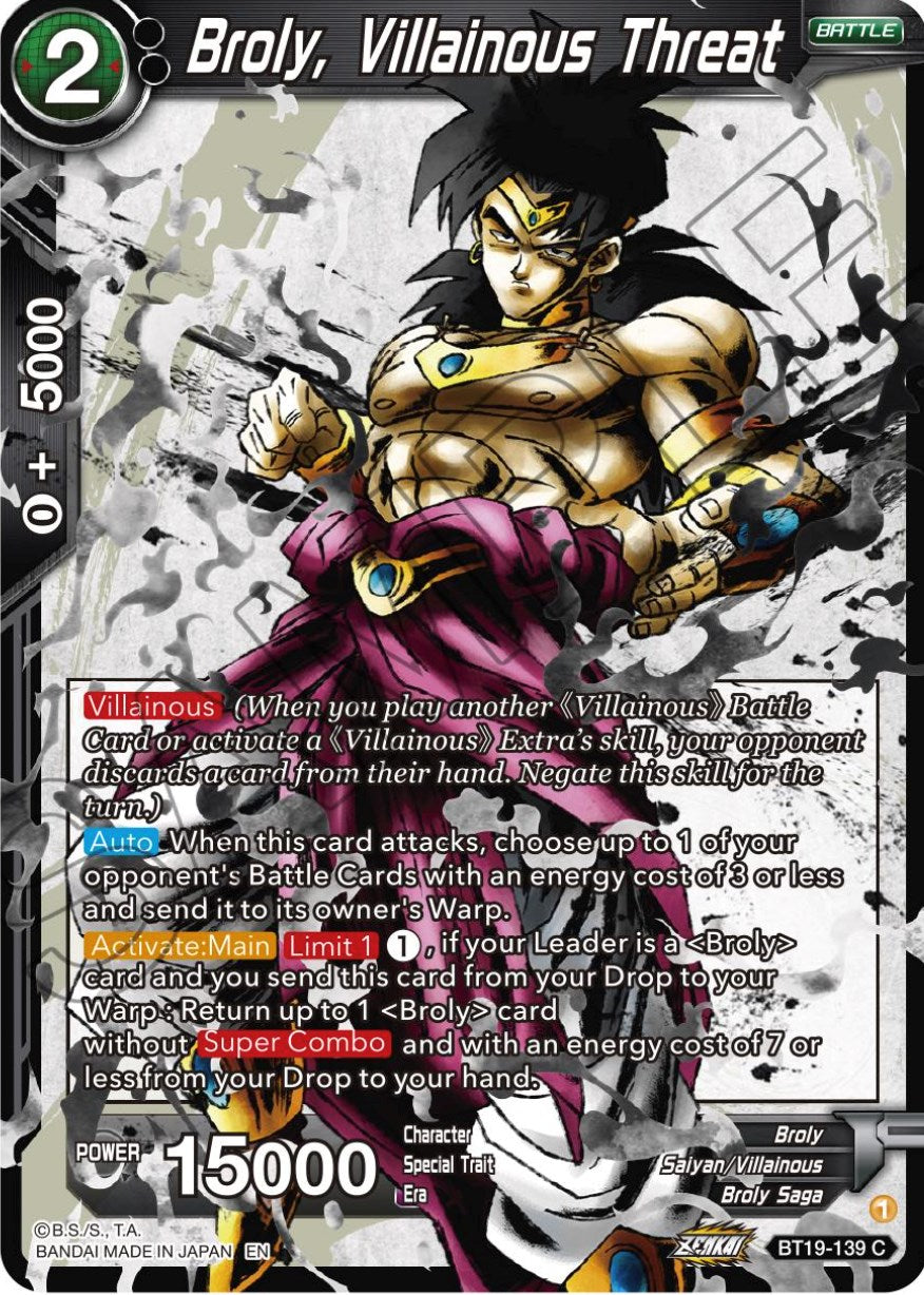 Broly, Villainous Threat - BT19-139 (Normal) Near Mint_Normal
