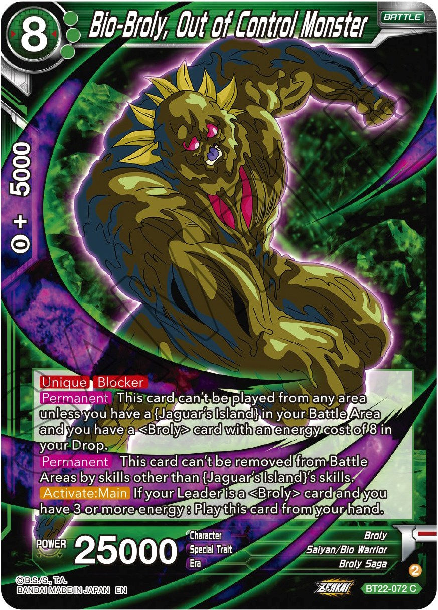 Bio-Broly, Out of Control Monster - BT22-072 (Normal) Near Mint_Normal