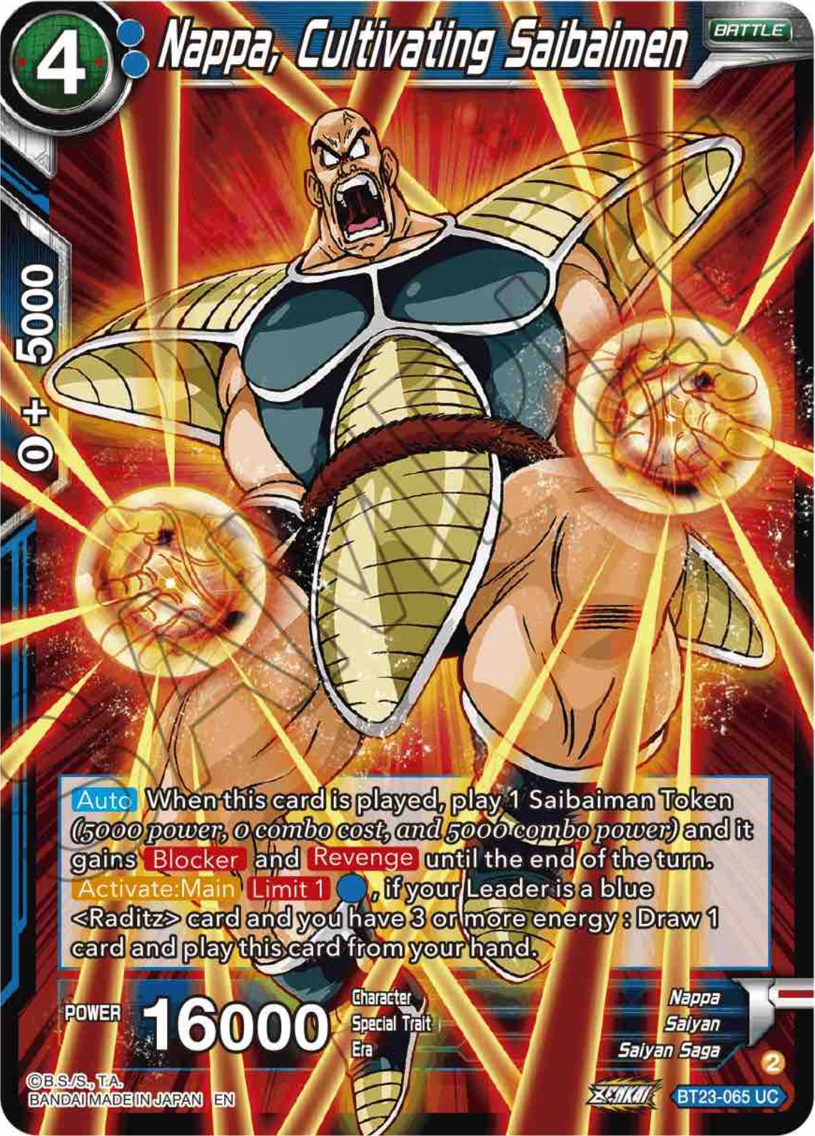 Nappa, Cultivating Saibaimen - BT23-065 (Normal) Near Mint_Normal