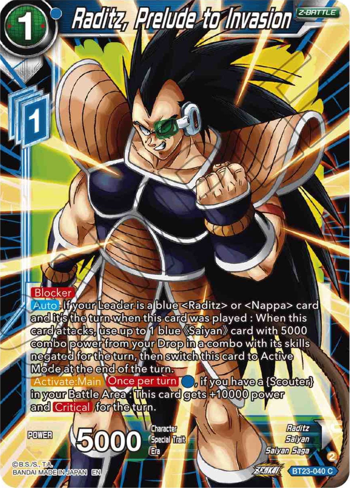 Raditz, Prelude to Invasion - BT23-040 (Foil) Near Mint_Foil