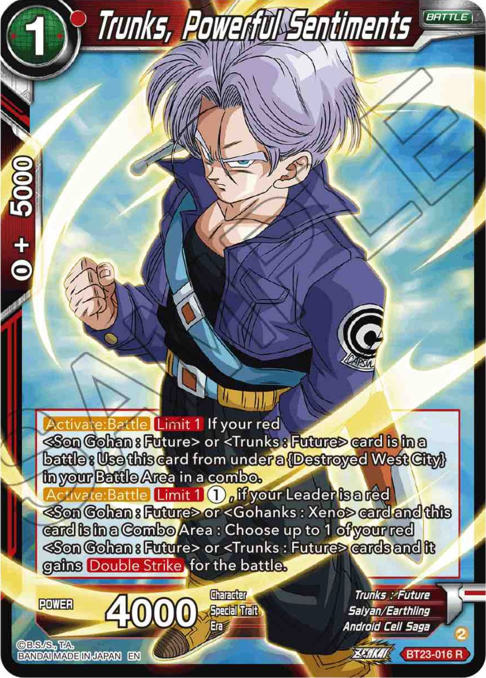 Trunks, Powerful Sentiments - BT23-016 (Normal) Near Mint_Normal