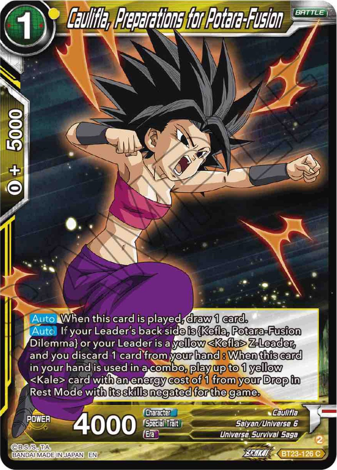 Caulifla, Preparations for Potara-Fusion - BT23-126 (Normal) Near Mint_Normal