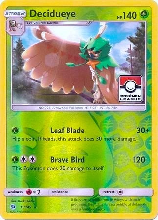 Decidueye - 11/149 (Pokemon League) - 011/149 (Reverse Holo)