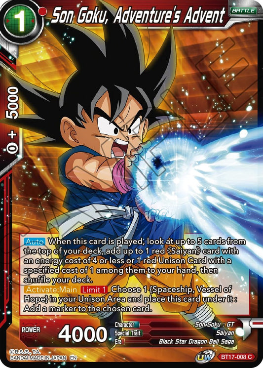 Son Goku, Adventure's Advent - BT17-008 (Normal) Near Mint_Normal