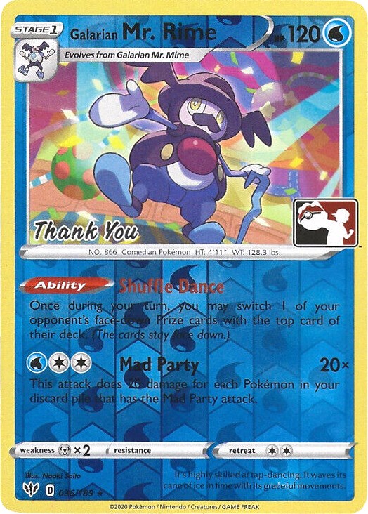 Galarian Mr. Rime - 036/189 (Pokemon League) [Thank You] - 036/189 (Reverse Holo)