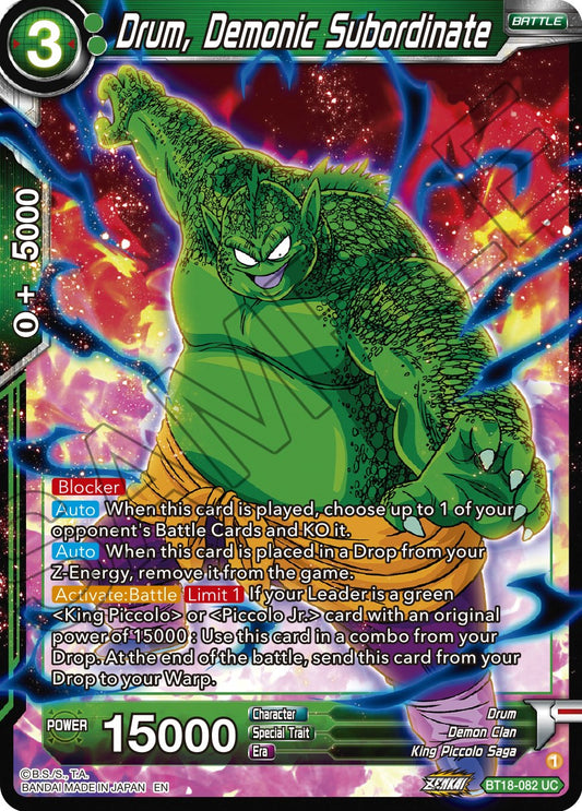 Drum, Demonic Subordinate - BT18-082 (Normal) Near Mint_Normal