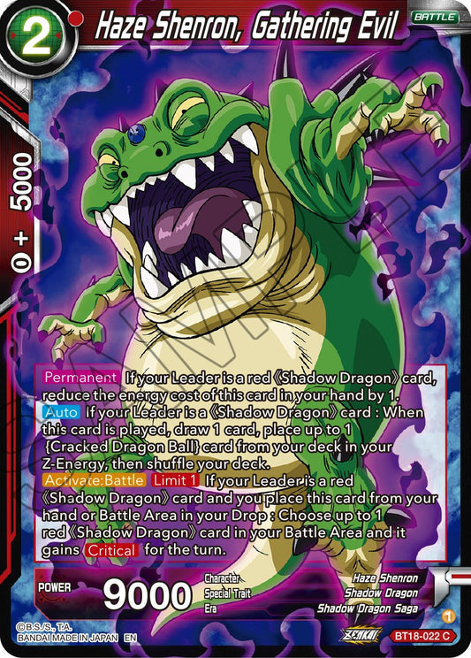 Haze Shenron, Gathering Evil - BT18-022 (Foil) Near Mint_Foil