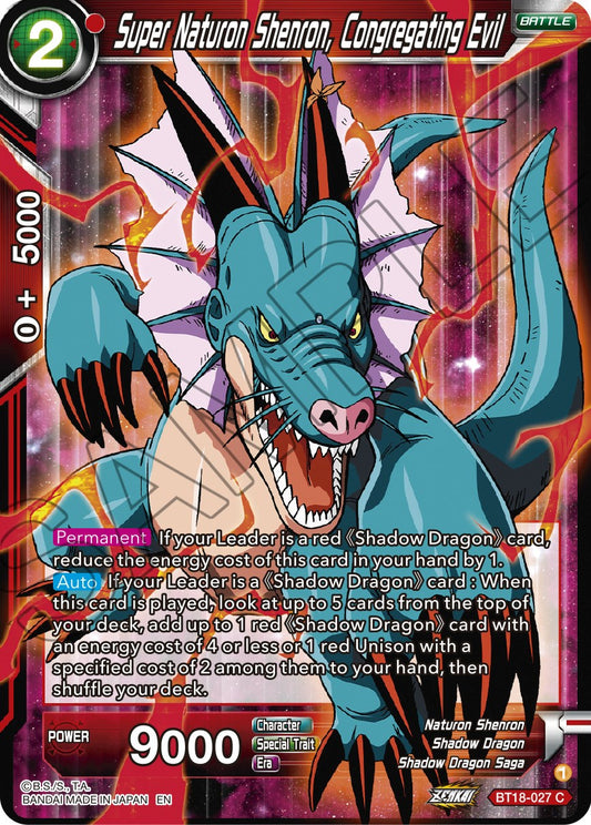 Super Naturon Shenron, Congregating Evil - BT18-027 (Normal) Near Mint_Normal