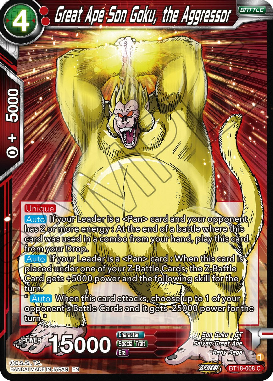 Great Ape Son Goku, the Aggressor - BT18-008 (Normal) Near Mint_Normal