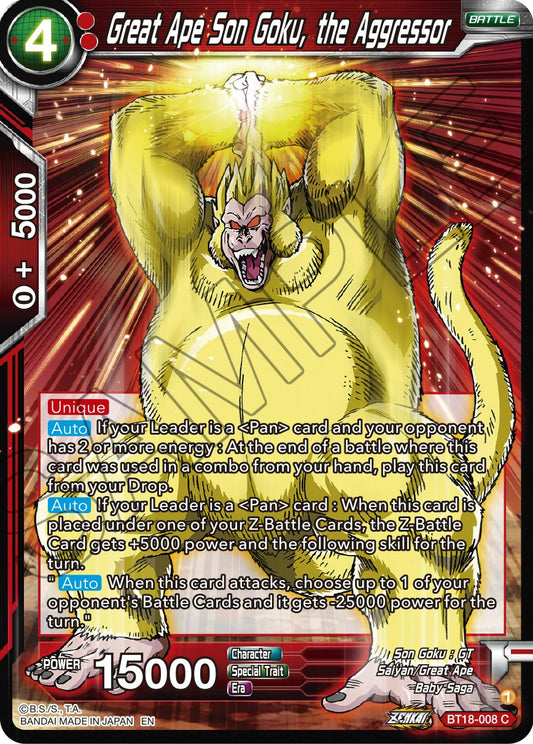Great Ape Son Goku, the Aggressor - BT18-008 (Normal) Near Mint_Normal