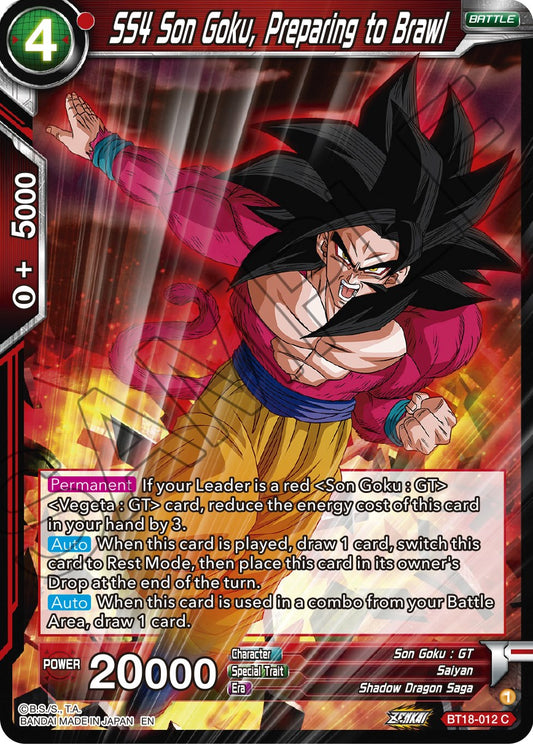 SS4 Son Goku, Preparing to Brawl - BT18-012 (Normal) Near Mint_Normal