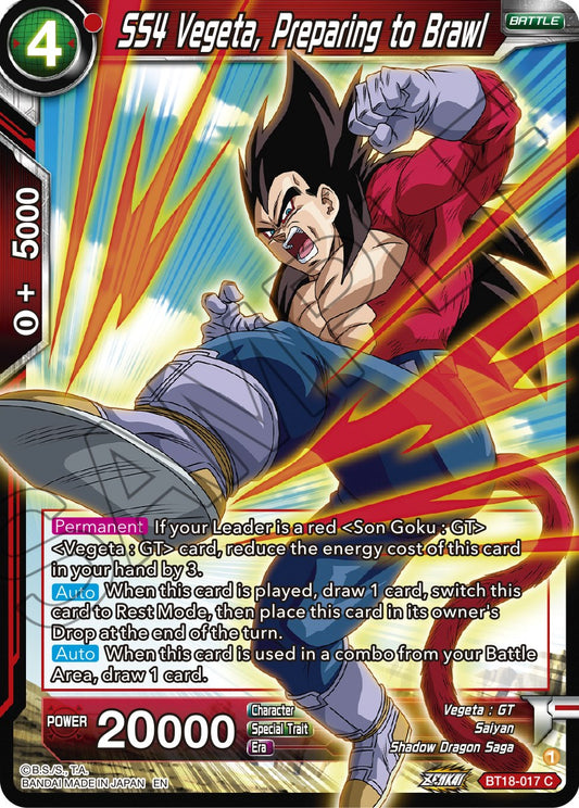 SS4 Vegeta, Preparing to Brawl - BT18-017 (Normal) Near Mint_Normal