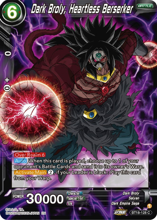 Dark Broly, Heartless Berserker - BT18-128 (Normal) Near Mint_Normal