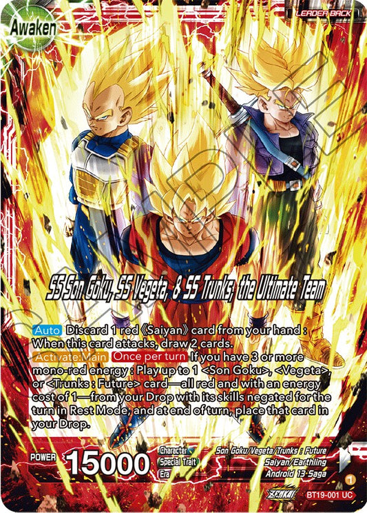 Son Goku & Vegeta & Trunks // SS Son Goku, SS Vegeta, & SS Trunks, the Ultimate Team - BT19-001 (Foil) Near Mint_Foil
