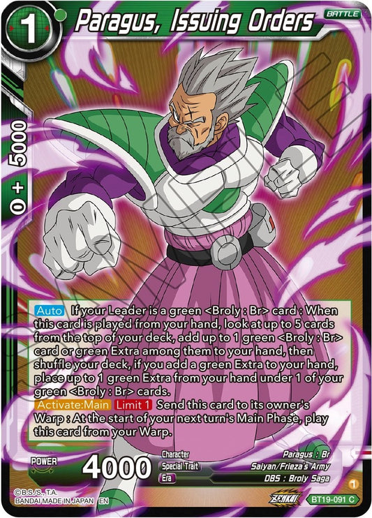 Paragus, Issuing Orders - BT19-091 (Normal) Near Mint_Normal
