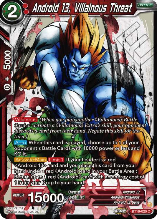 Android 13, Villainous Threat - BT19-020 (Normal) Near Mint_Normal