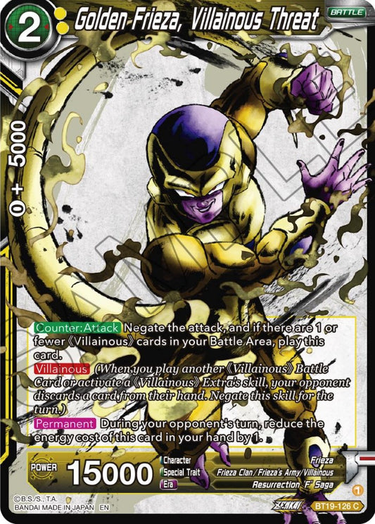 Golden Frieza, Villainous Threat - BT19-126 (Normal) Near Mint_Normal