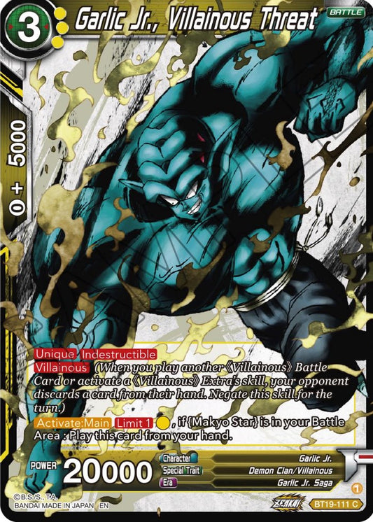 Garlic Jr., Villainous Threat - BT19-111 (Normal) Near Mint_Normal