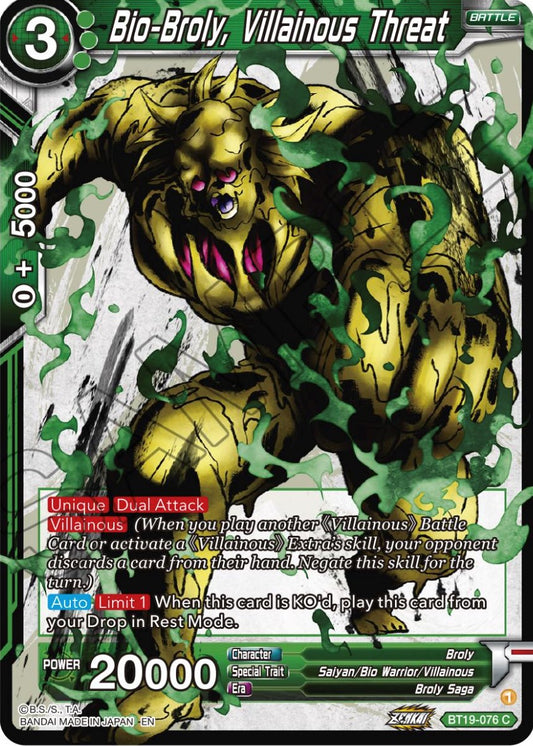 Bio-Broly, Villainous Threat - BT19-076 (Normal) Near Mint_Normal