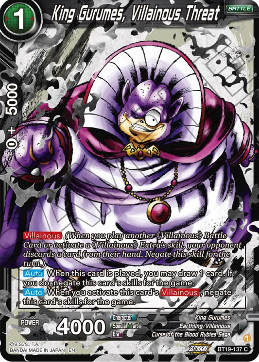 King Gurumes, Villainous Threat - BT19-137 (Normal) Near Mint_Normal