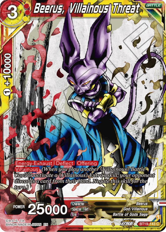 Beerus, Villainous Threat - BT19-143 (Normal) Near Mint_Normal