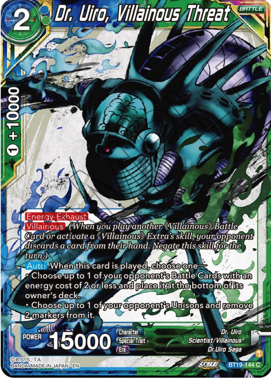 Dr. Uiro, Villainous Threat - BT19-144 (Normal) Near Mint_Normal