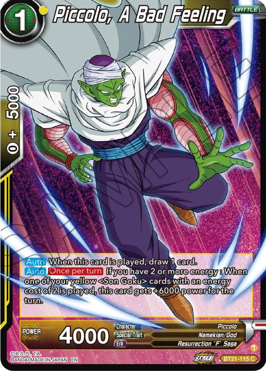 Piccolo, A Bad Feeling - BT21-115 (Normal) Near Mint_Normal