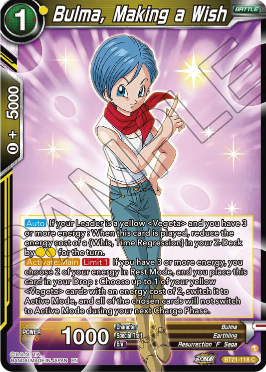 Bulma, Making a Wish - BT21-118 (Normal) Near Mint_Normal