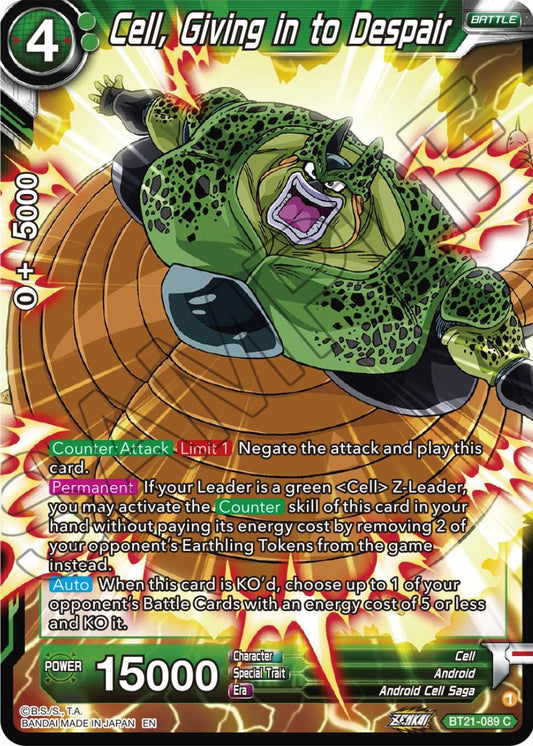 Cell, Giving in to Despair - BT21-089 (Normal) Near Mint_Normal