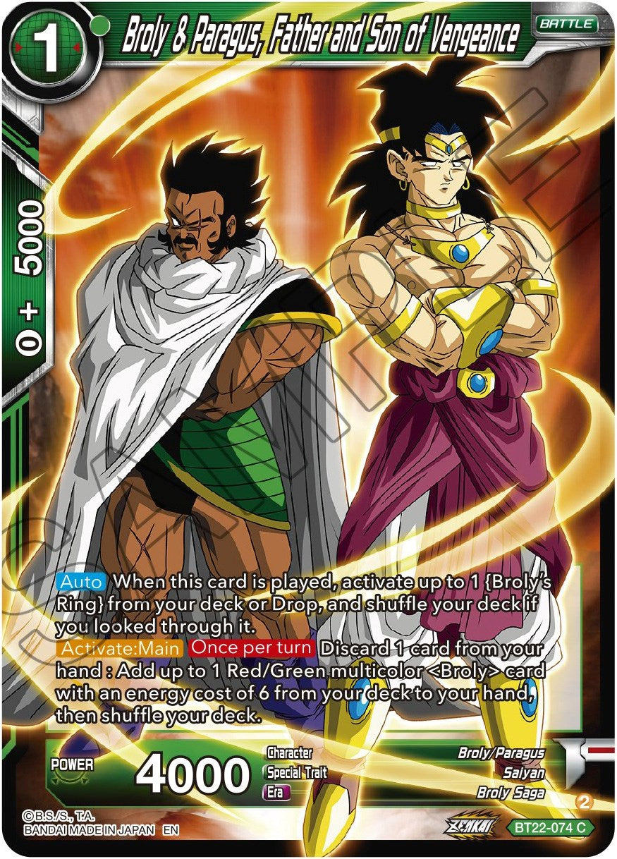 Broly & Paragus, Father and Son of Vengeance - BT22-074 (Normal) Near Mint_Normal