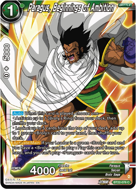 Paragus, Beginnings of Ambition - BT22-076 (Normal) Near Mint_Normal