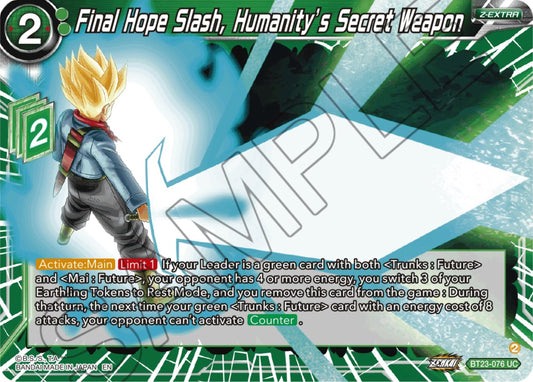 Final Hope Slash, Humanity's Secret Weapon - BT23-076 (Normal) Near Mint_Normal