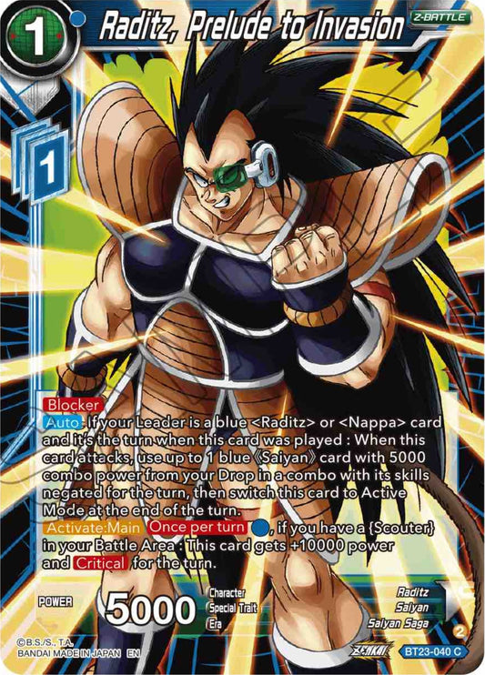 Raditz, Prelude to Invasion - BT23-040 (Foil) Near Mint_Foil