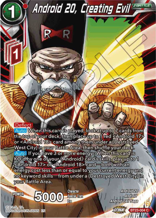 Android 20, Creating Evil - BT23-004 (Normal) Near Mint_Normal
