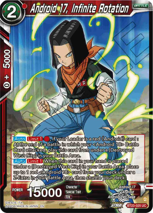Android 17, Infinite Rotation - BT23-025 (Normal) Near Mint_Normal