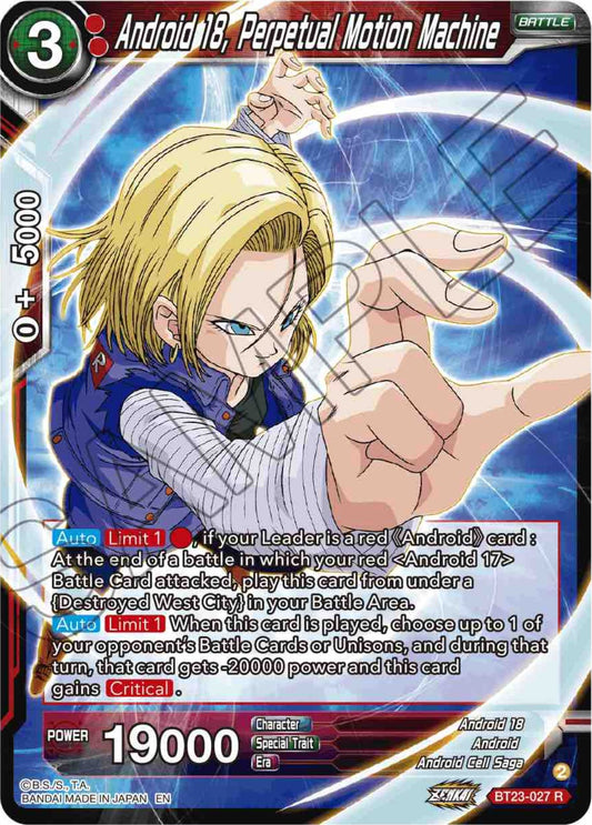 Android 18, Perpetual Motion Machine - BT23-027 (Normal) Near Mint_Normal