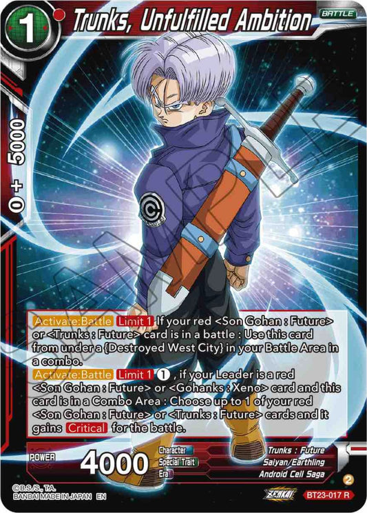 Trunks, Unfulfilled Ambition - BT23-017 (Foil) Near Mint_Foil