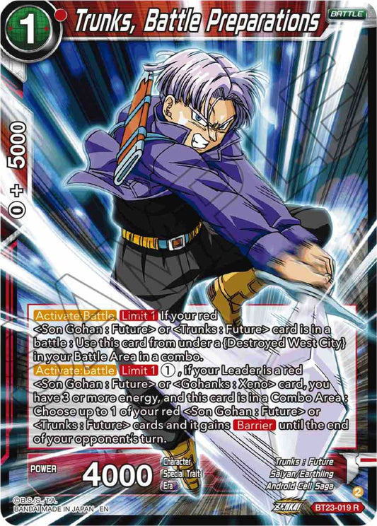 Trunks, Battle Preparations - BT23-019 (Normal) Near Mint_Normal