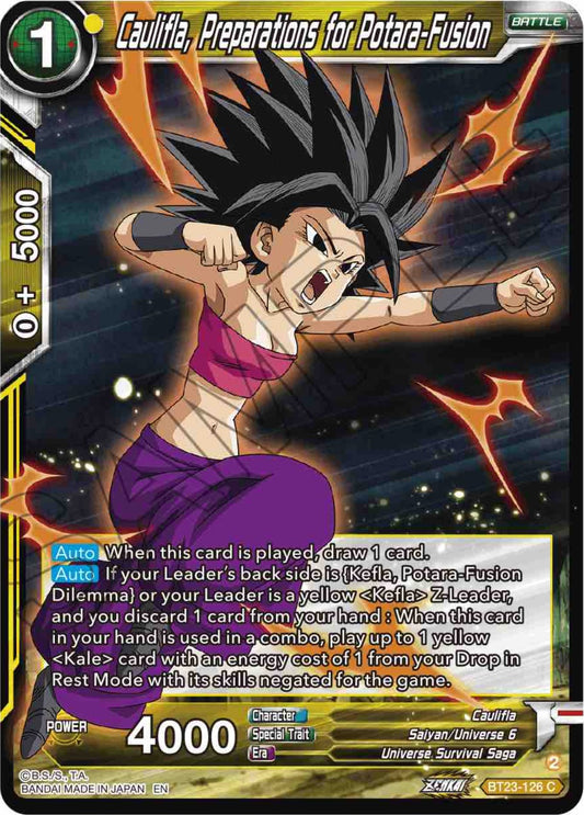 Caulifla, Preparations for Potara-Fusion - BT23-126 (Normal) Near Mint_Normal