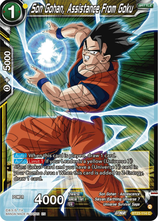 Son Gohan, Assistance From Goku - BT23-114 (Foil) Near Mint_Foil
