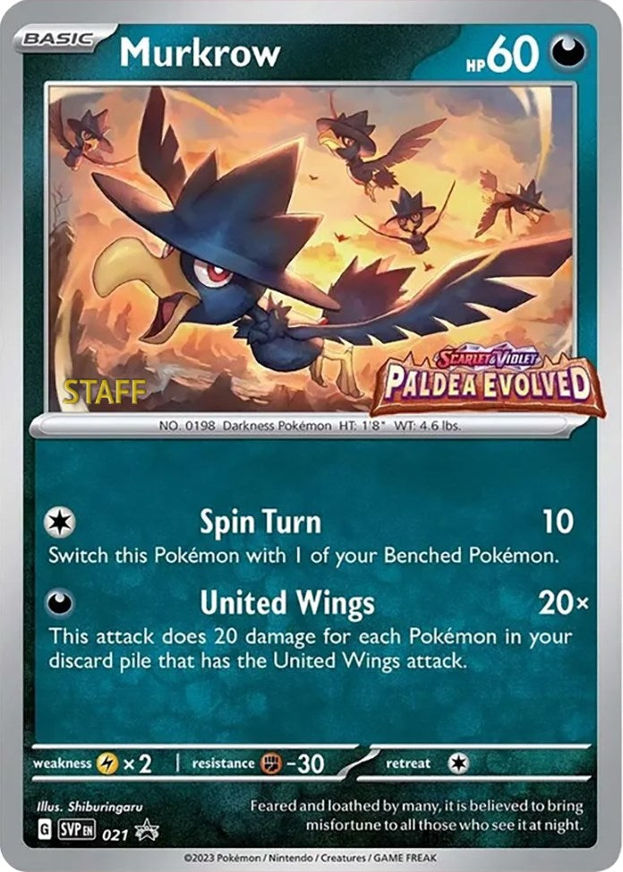 Murkrow - 021 (Prerelease) [Staff] - 21 (Holo)