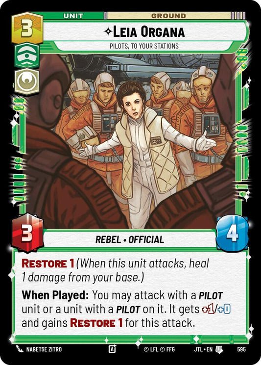 Leia Organa - Pilots, To Your Stations - 595 (Foil) Near Mint_Foil