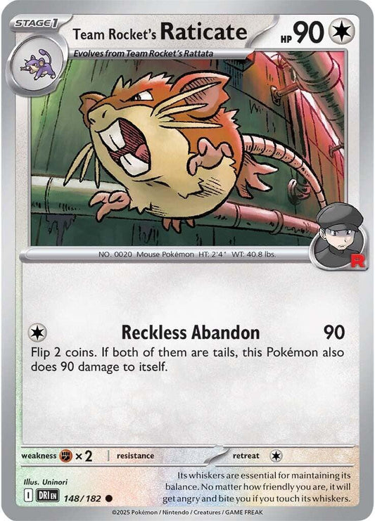 Team Rocket's Raticate - 148/182 (Reverse Holofoil) Near Mint_Reverse Holofoil