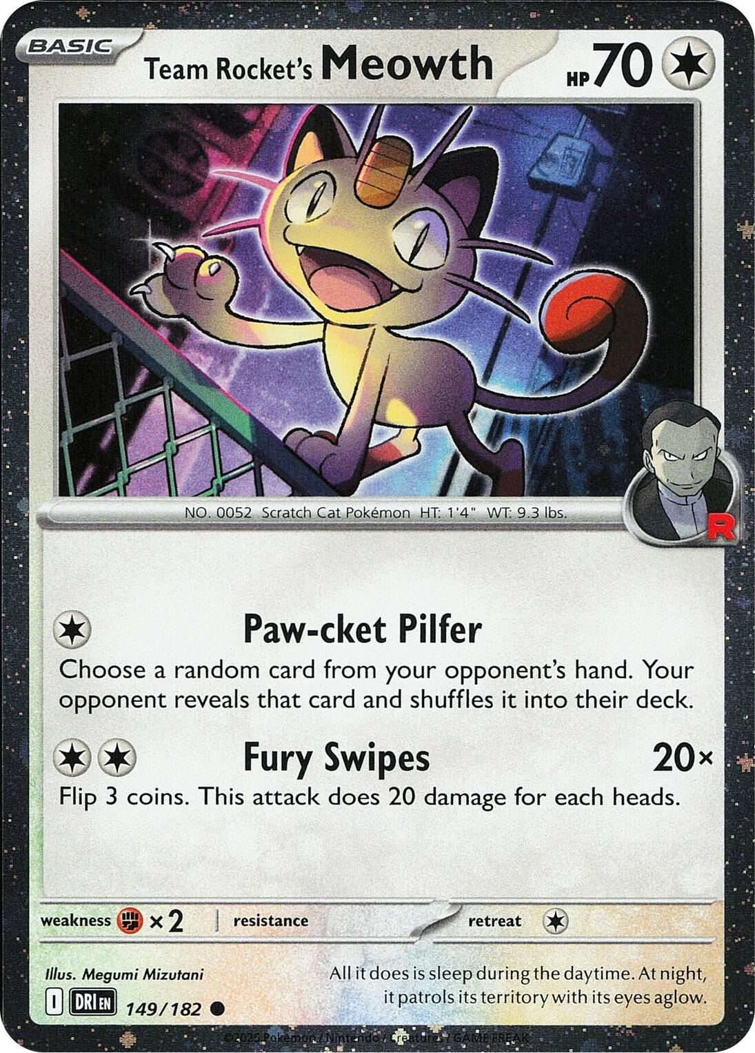 Team Rocket's Meowth (Cosmos Holo) - 149/182 (Holo)